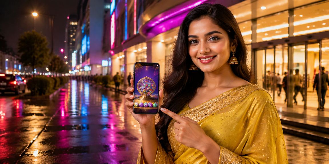 ঢাকায় নিওন আলোয় লটারি ও অনলাইন পেমেন্টের উজ্জ্বল পরিবেশ